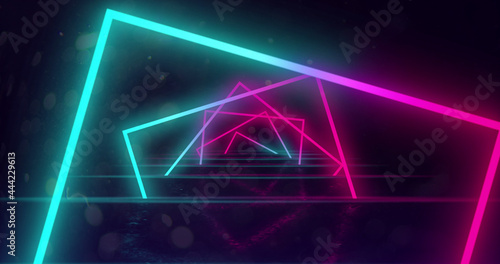 Wallpaper Mural Neon Geometric Shapes on black background 4k Torontodigital.ca