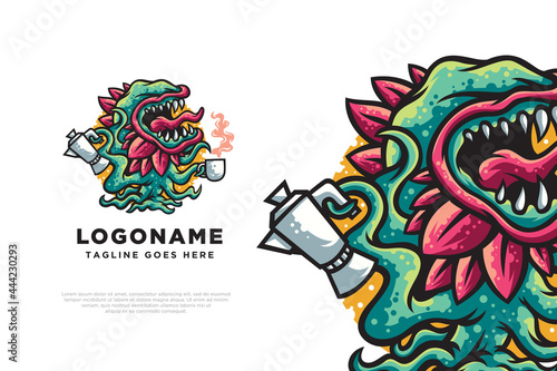 Coffee Monster Logo Design Illustration