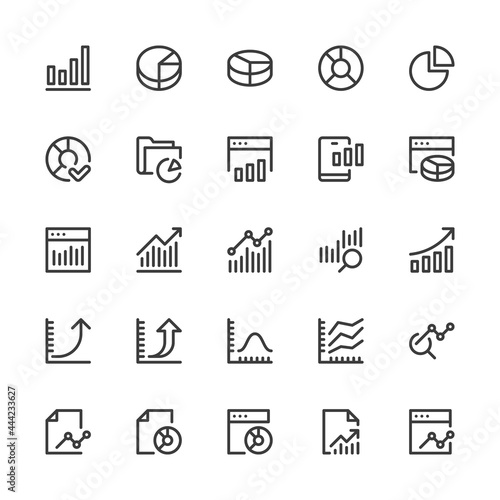 Charts and Diagrams. Simple Interface Icons for Web and Mobile Apps. Editable Stroke. 32x32 Pixel Perfect.