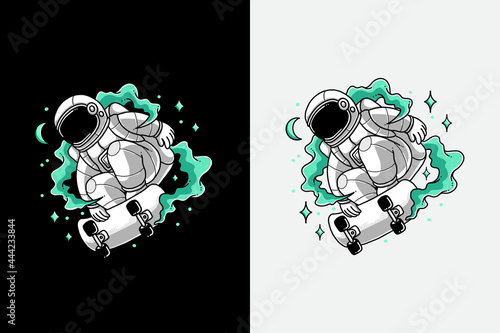 skateboard astronaut design illustration