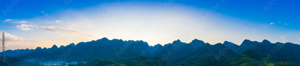 Panoramic view of peaks in xiaoqikong scenic area, Libo County, Guizhou Province, China