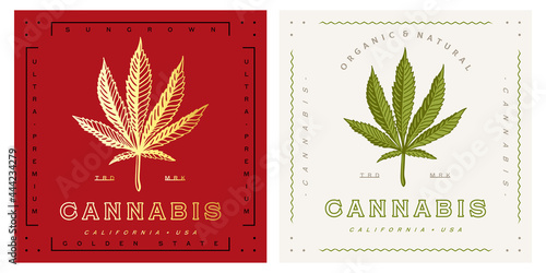 Cannabis premium red gold logo template for hemp company