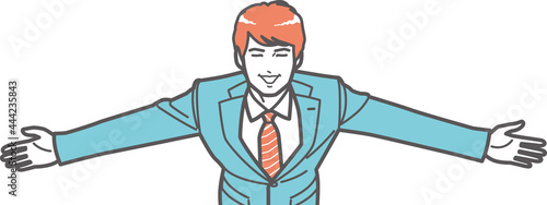 両手を広げるビジネスマン②　俯