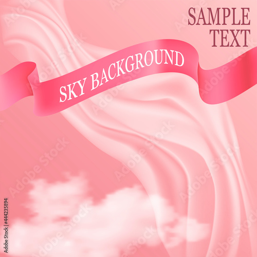 Abstract design in pink colors. Realistic cloud and developing fabric on a pink background.
