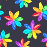 Rainbow flower oil seamless pattern