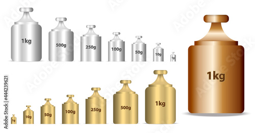  calibrating weight in golden and silver style or mass measurement tools