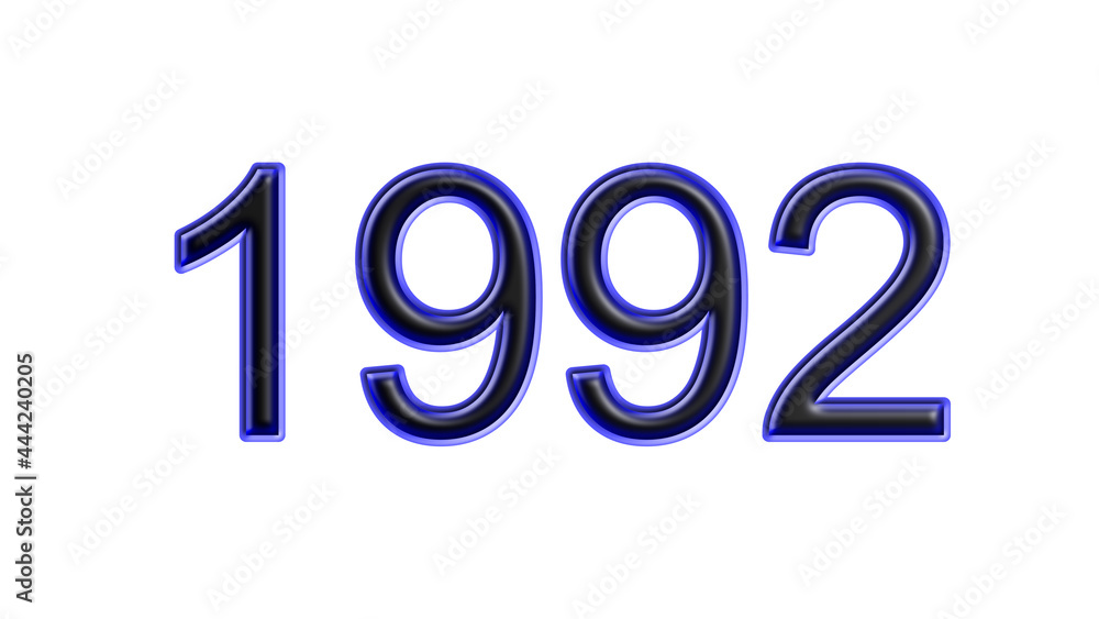 blue 1992 number 3d effect white background blue 1992 number 3d effect white background