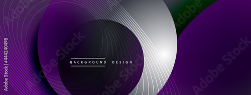 Gradient circles with shadows. Vector techno abstract background. Modern overlapping forms wallpaper background, design template