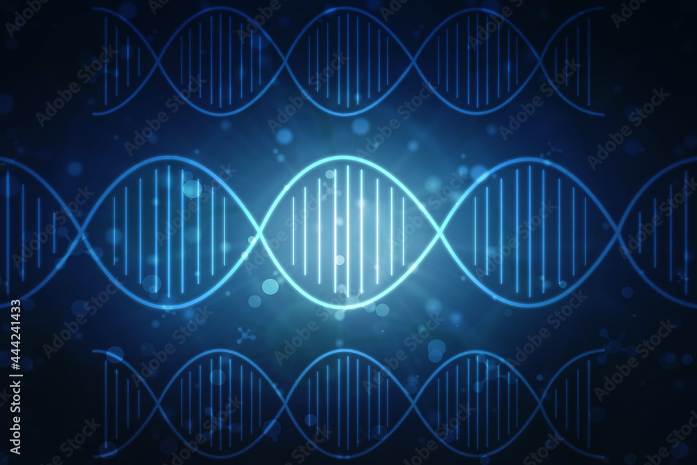Fototapeta premium DNA structure, abstract medical and healthcare background,Abstract technogoly science concept DNA fururistic on hi tech blue background