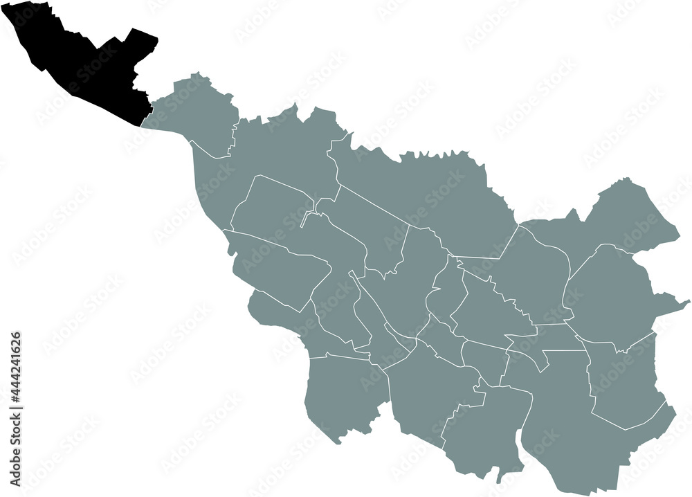 Fototapeta premium Black location map of the Bremer Blumenthal subdistrict inside the German regional capital city of Bremen, Germany