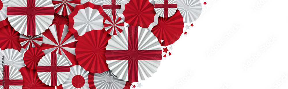 England flag paper fan background. Italian holiday celebration banner. 3D Render