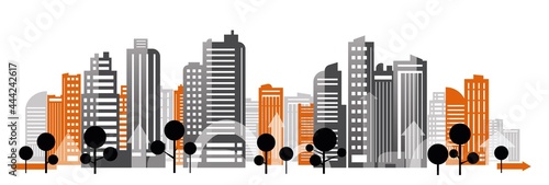 smart city illustration, abstract skyline graphic background -
