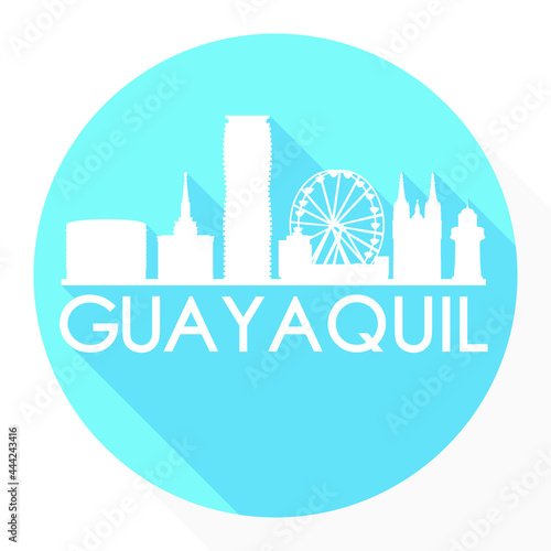 Guayaquil  Ecuador Round Button City Skyline Design. Silhouette Stamp Vector Travel Tourism.