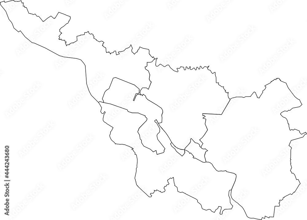 Simple blank white vector map with black borders of districts of Bremen, Germany