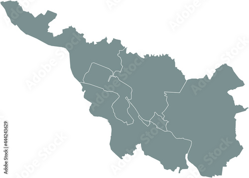Simple gray vector map with white borders of districts of Bremen, Germany