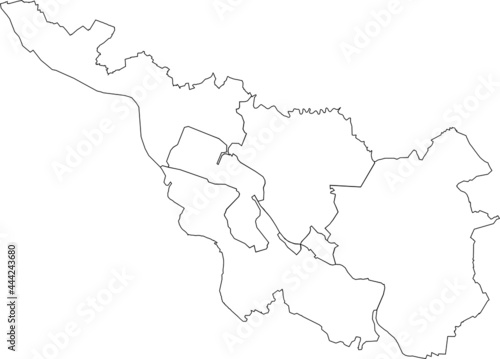 Simple blank white vector map with black borders of districts of Bremen  Germany