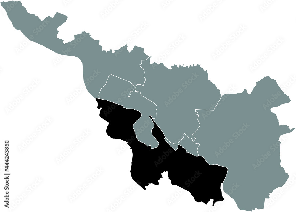 Fototapeta premium Black location map of the Bremer Süd (South) district inside the German regional capital city of Bremen, Germany
