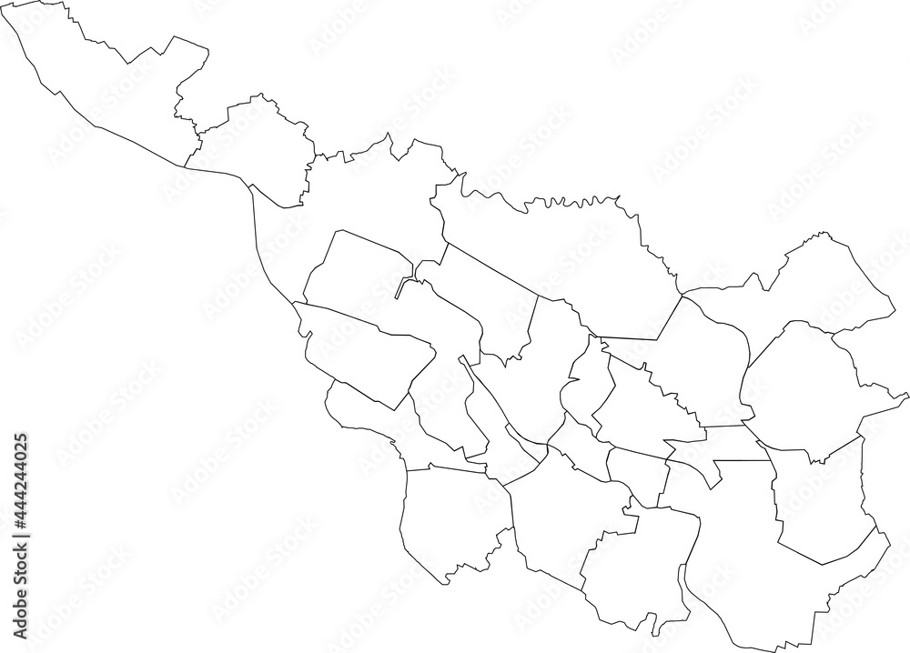 Simple blank white vector map with black borders of subdistricts of Bremen, Germany Simple blank white vector map with black borders of subdistricts of Bremen, Germany