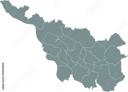 Simple gray vector map with white borders of subdistricts of Bremen  Germany
