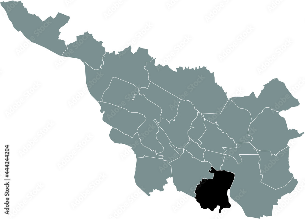 Black location map of the Bremer Obervieland subdistrict inside the German regional capital city of Bremen, Germany