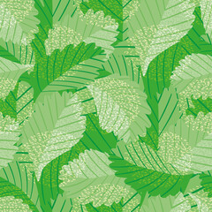 Poster Grüne Muster Dschungelblätter im Botanik Stil  © Gaianami  Design
