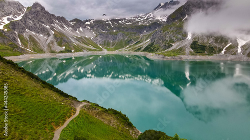 Bird s eye view of the  L  ner Lake  Vorarlberg  Austria 