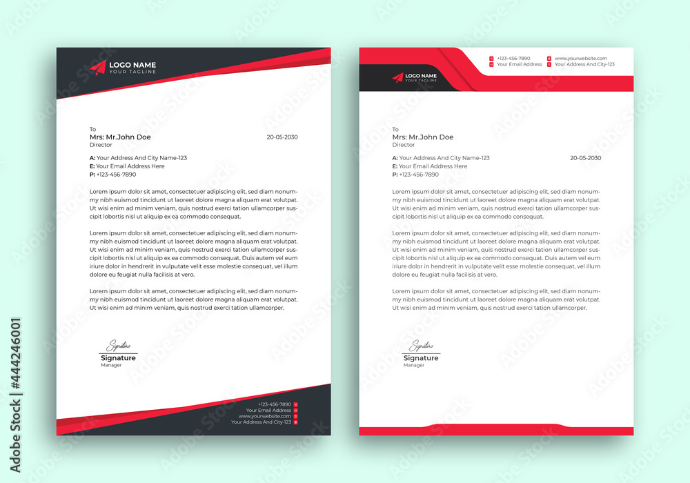 Professional Business Style Letterhead Template Simple Design in Minimalist Style Vector Design Template - obrazy, fototapety, plakaty 
