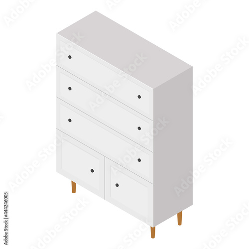 Isometric white vector wardrobe for bedroom