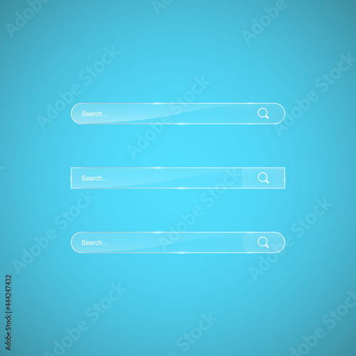 Search bar template. Vector web search illustration. Transparent glass search bar
