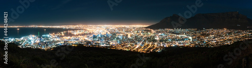 Panoramic scenic view cityscape of Cape Town  South Africa by night.