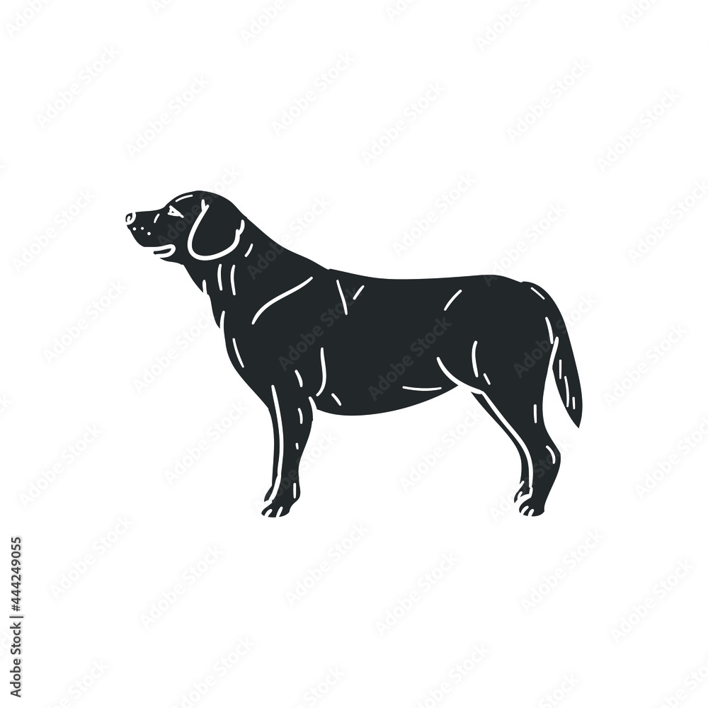 Labrador Retriever Icon Silhouette Illustration. Animal Dog Vector