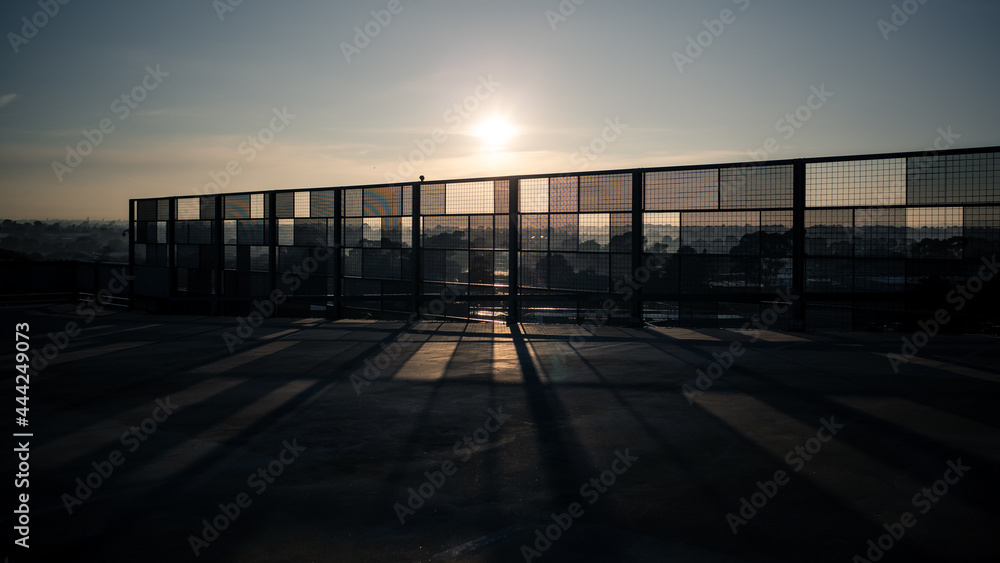 Sunlight on building rooftop