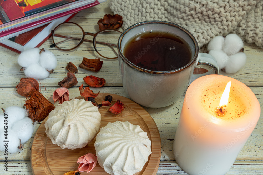 cozy autumn with a cup of tea and books cozy autumn with a cup of tea and books