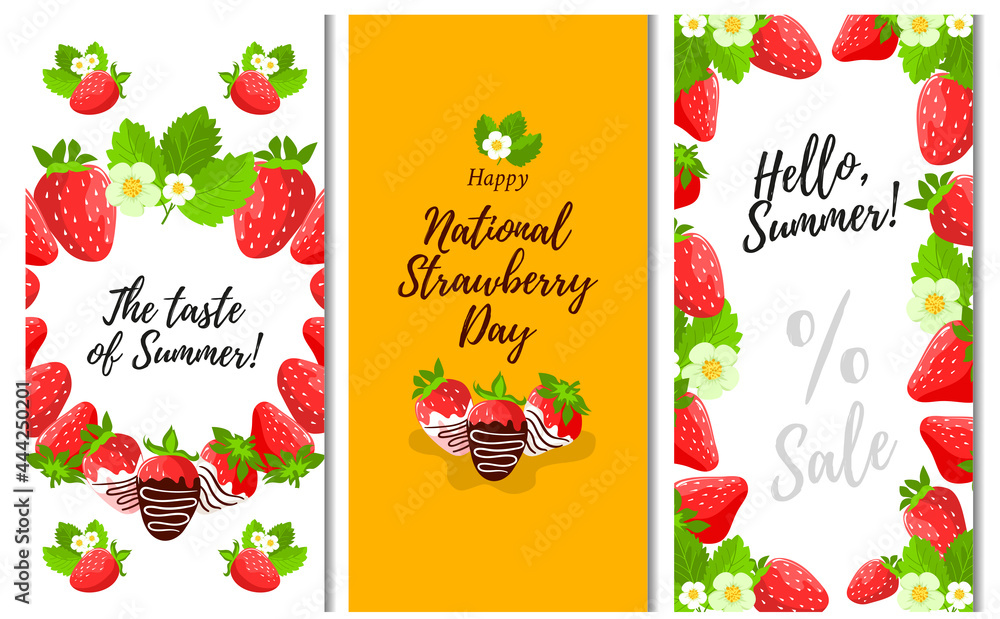 Strawberry. 3 vertical banners - 