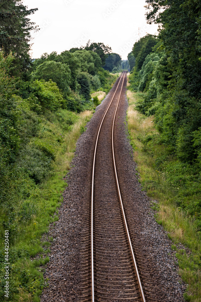 Hjorring, Denmark Train tracks receeding into the landscape. Hjorring, Denmark Train tracks receeding into the landscape.