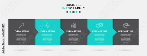 Vector Infographic design business template with icons and 5 options or steps. Can be used for process diagram  presentations  workflow layout  banner  flow chart  info graph