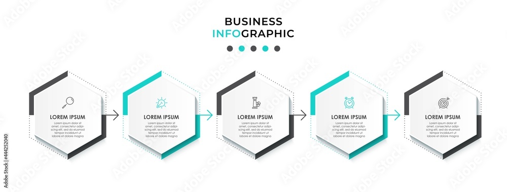 Vector Infographic design business template with icons and 5 options or steps. Can be used for process diagram, presentations, workflow layout, banner, flow chart, info graph Vector Infographic design business template with icons and 5 options or steps. Can be used for process diagram, presentations, workflow layout, banner, flow chart, info graph