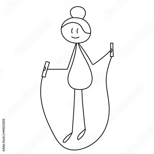 stick figure man jumping rope, isolated, vector