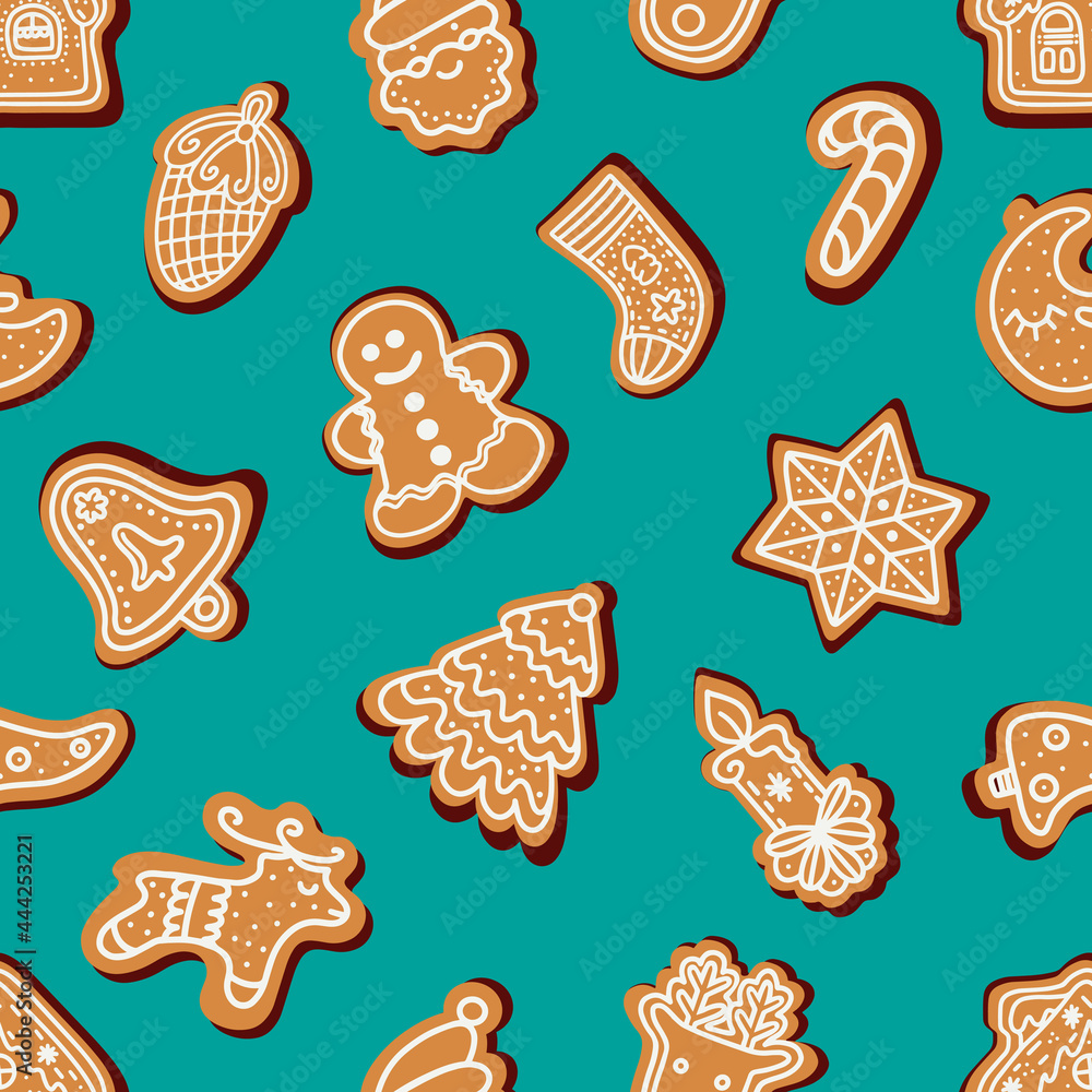 seamless pattern of Christmas gingerbread cookies seamless pattern of Christmas gingerbread cookies