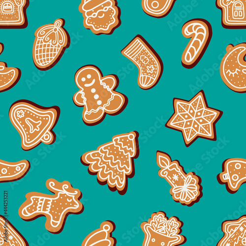 seamless pattern of Christmas gingerbread cookies 