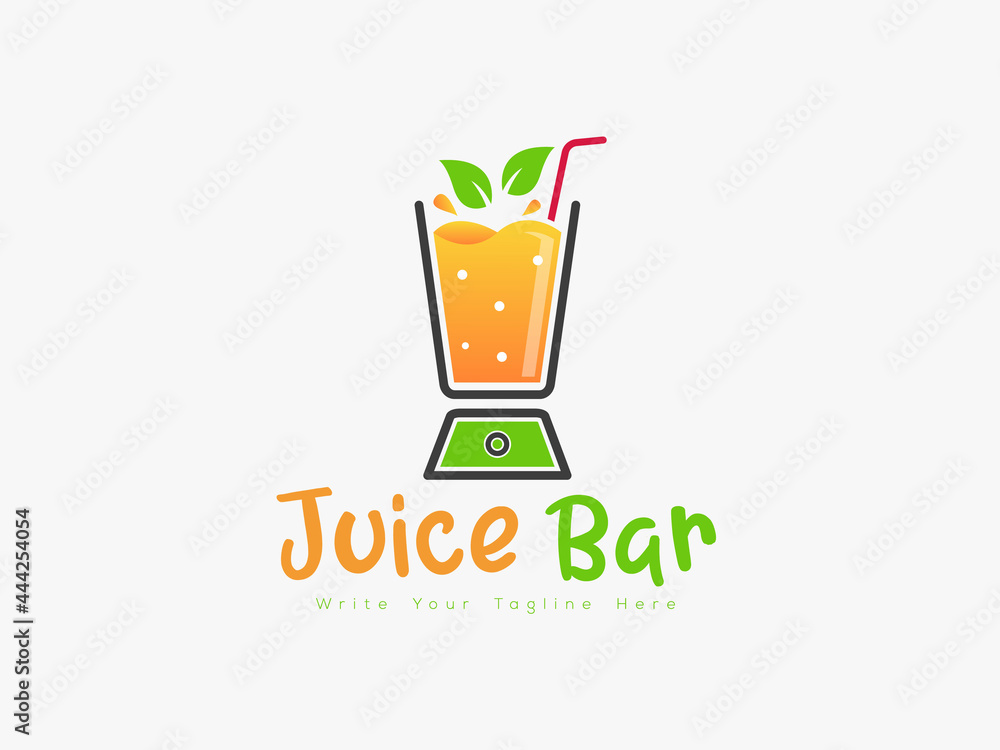 Fruit Juice Mixer Vector Logo, Concept For Juice Bar Stock Vector | Adobe  Stock