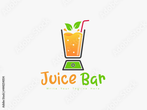 Fruit Juice Mixer Vector Logo, Concept For Juice Bar