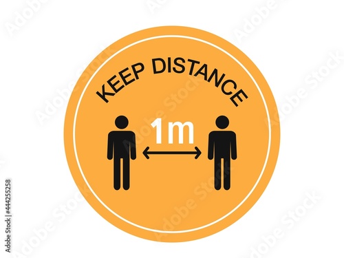 Social distancing sign. vector keep distance sign. 1m distance sign.