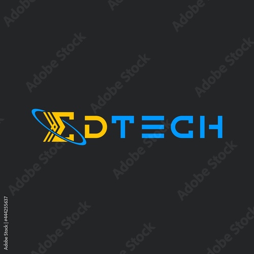 Logo elements: mathematical sum symbol and ring, trajectory. Collocation: 'education' and 'technology'. Vector. 