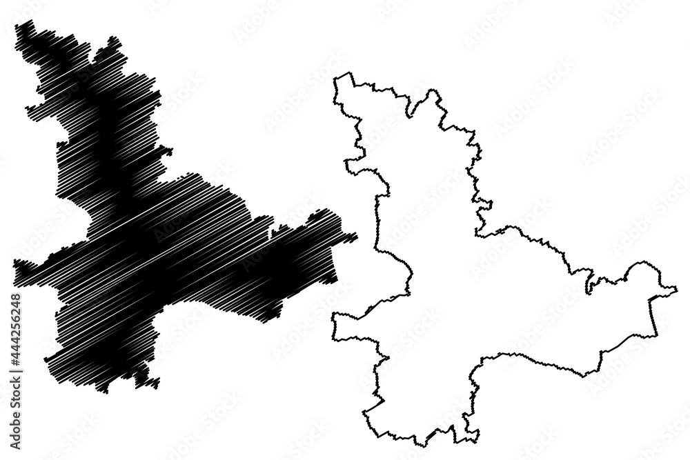 Dahme-Spreewald district (Federal Republic of Germany, rural district, State of Brandenburg) map vector illustration, scribble sketch Dahme Spreewald map