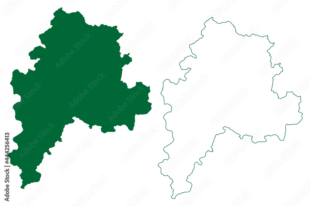 Mansa district (Punjab State, Republic of India) map vector illustration, scribble sketch Mansa map