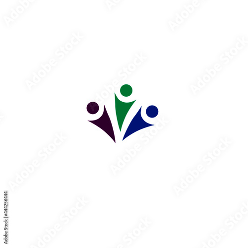 Colorful People Together Sign Symbol Logo Vector