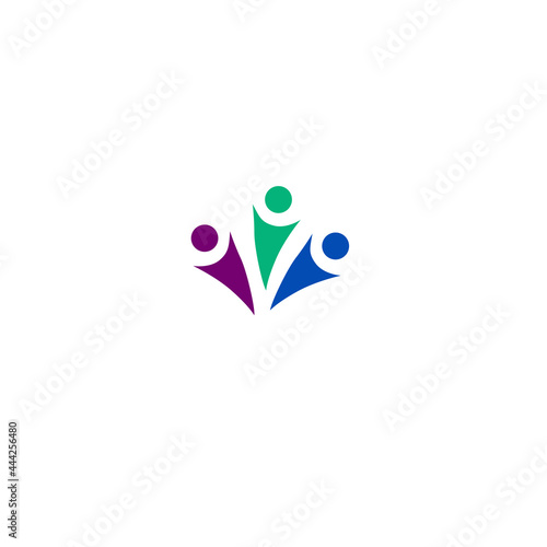 Colorful People Together Sign Symbol Logo Vector