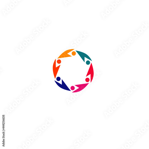 COLORFUL PEOPLE TOGETHER SIGN SYMBOL LOGO
