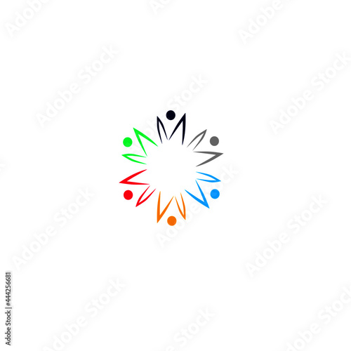 Colorful People Together Sign Symbol Logo Vector
